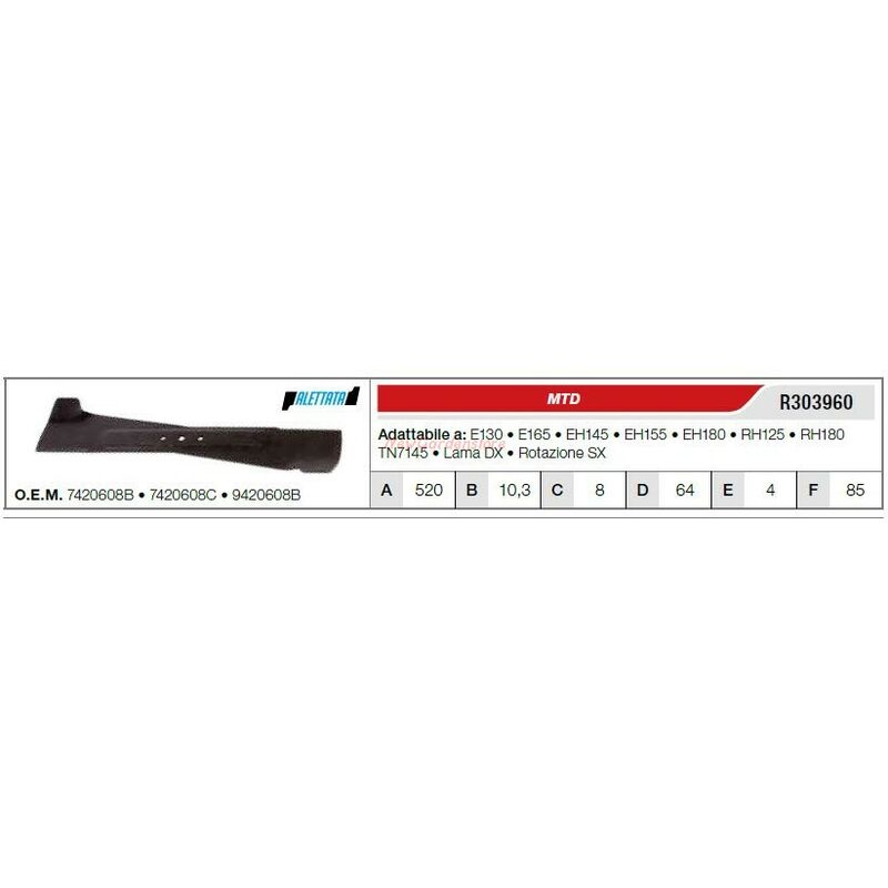 foto del prodotto mtd lama trattorino tagliaerba rasaerba tosaerba e130 e165 r303960