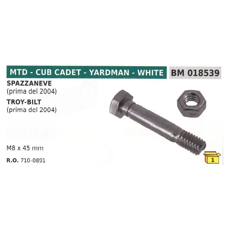foto del prodotto mtd perno spinotto di sicurezza m8x45mm spazzaneve cub cadet troy bilt 710 0891