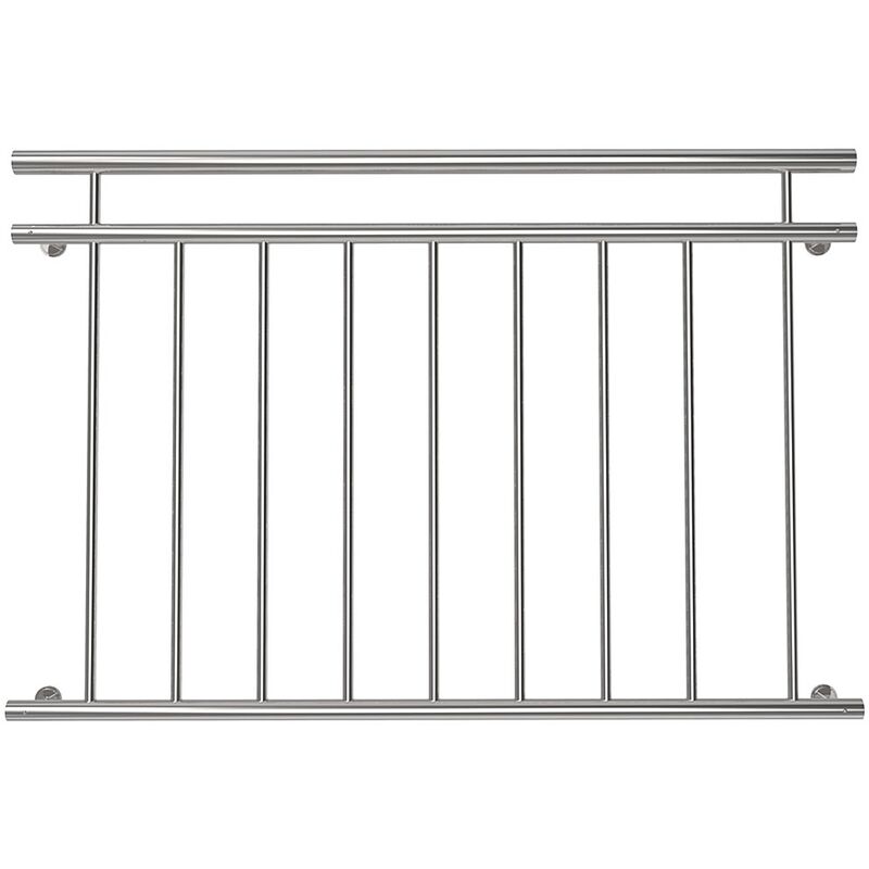 foto del prodotto mucola balcone ringhiera finestra in acciaio inox griglia francese balcone argento v2a 90x128cm