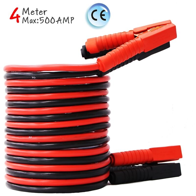 foto del prodotto mucola cavo jumper 2x4m cavo jumper 12 24v cavo di avviamento cavo jumper 500 amp cavo di avviamento batteria kfz
