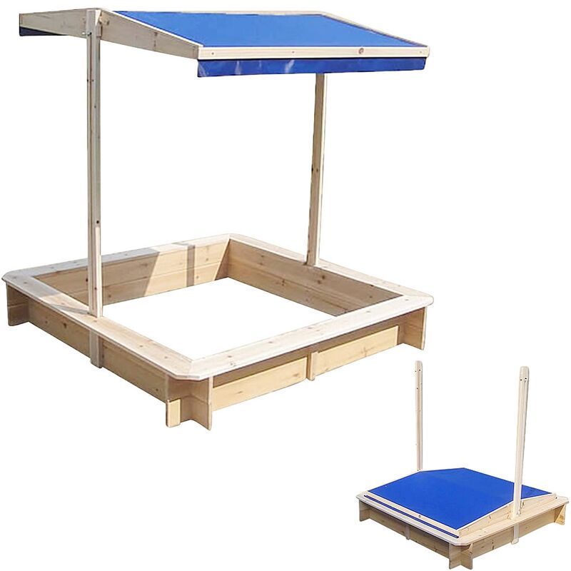 foto del prodotto mucola sandbox playhouse legno con tetto regolabile blu nuovo