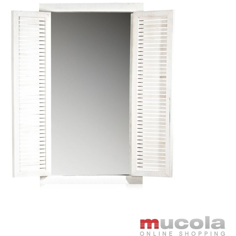 foto del prodotto mucola specchio da parete deco oscurante per finestra shabby chic bianco 72cm legno bianco 72cm