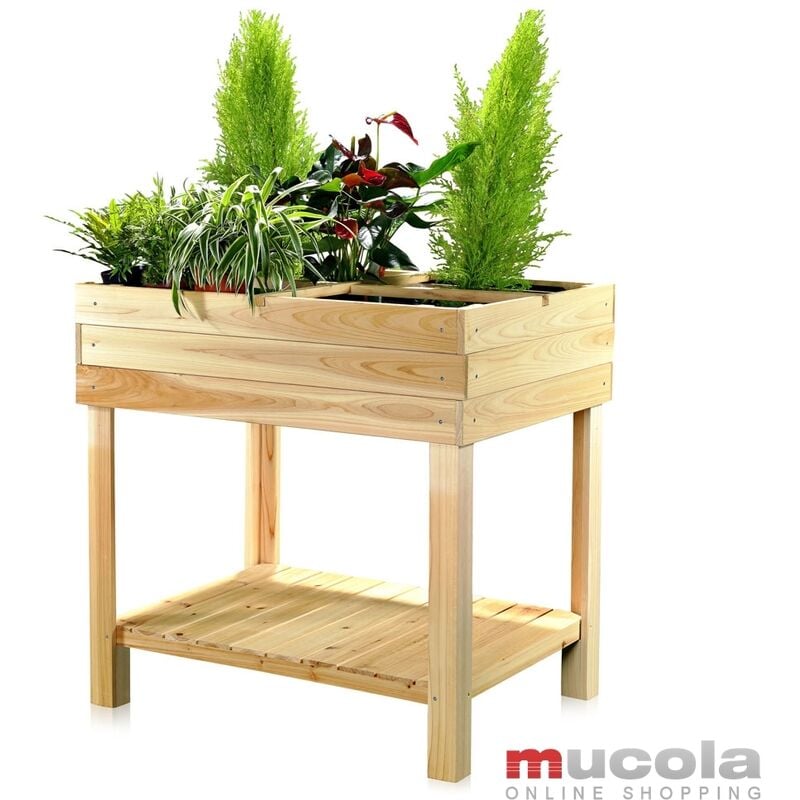 foto del prodotto mucola tavolo da giardino alto legno 4 scomparti scatola per piante