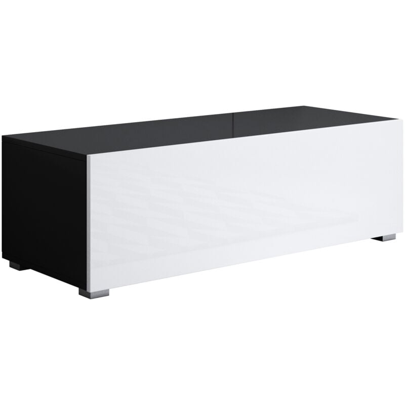 foto del prodotto muebles bonitos mobile tv con piedini 2cm mobile da soggiorno moderno porta tv salotto 1 anta 100x32x40cm modello luke h1 nero e bianco finitura