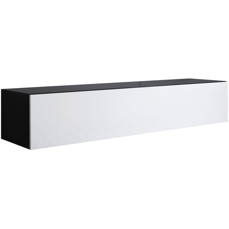 foto del prodotto muebles bonitos mobile tv con piedini 2cm mobile da soggiorno moderno porta tv salotto 1 anta 160x32x40cm modello luke h2 nero e bianco finitura