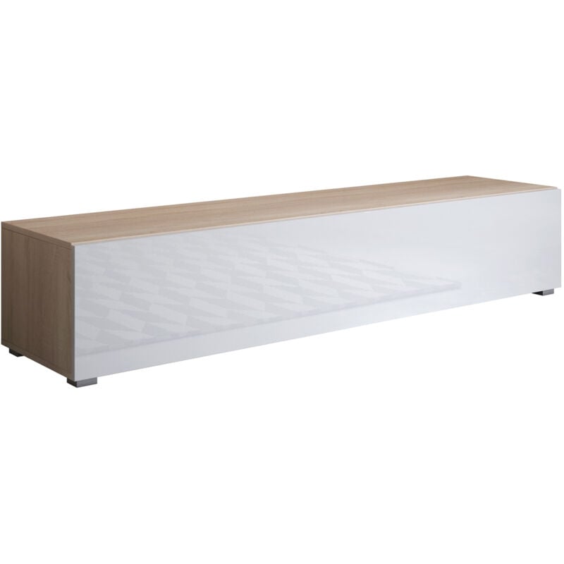 foto del prodotto muebles bonitos mobile tv con piedini 2cm mobile da soggiorno moderno porta tv salotto 1 anta 160x32x40cm modello luke h2 sonoma opaco e bianco