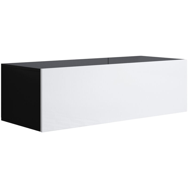 foto del prodotto muebles bonitos mobile tv sospeso mobile da soggiorno moderno porta tv salotto 1 anta 100x30x40cm modello luke h1 nero e bianco finitura lucida