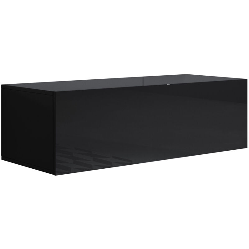 foto del prodotto muebles bonitos mobile tv sospeso mobile da soggiorno porta tv salotto stilo moderno 1 anta 100x30x40cm modello luke h1 nero finitura lucida
