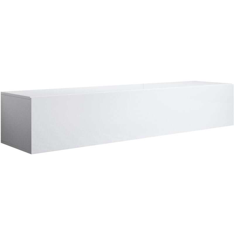 foto del prodotto muebles bonitos mobile tv sospeso mobile da soggiorno porta tv salotto stilo moderno 1 anta 160x30x40cm modello luke h2 bianco finitura lucida