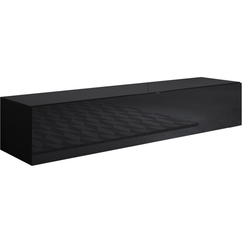 foto del prodotto muebles bonitos mobile tv sospeso mobile da soggiorno porta tv salotto stilo moderno 1 anta 160x30x40cm modello luke h2 nero finitura lucida