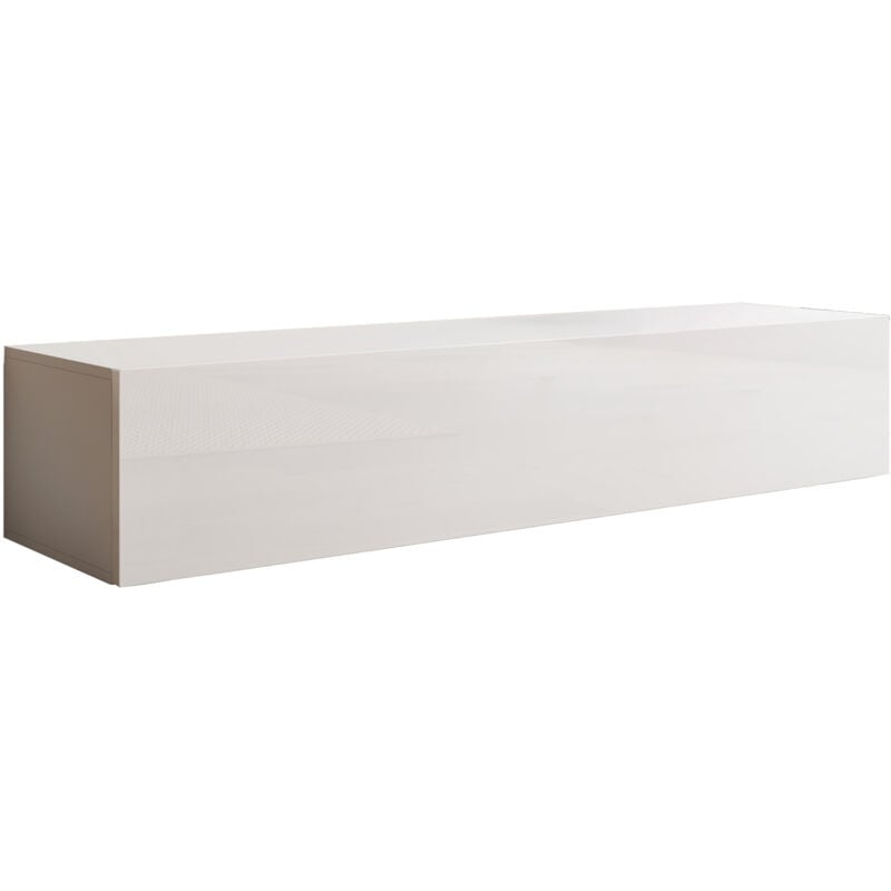 foto del prodotto muebles bonitos mobile tv sospeso mobile da soggiorno porta tv salotto stilo moderno 1 anta 3 scomparti 160x30x40 modello nora h2 bianco lucido
