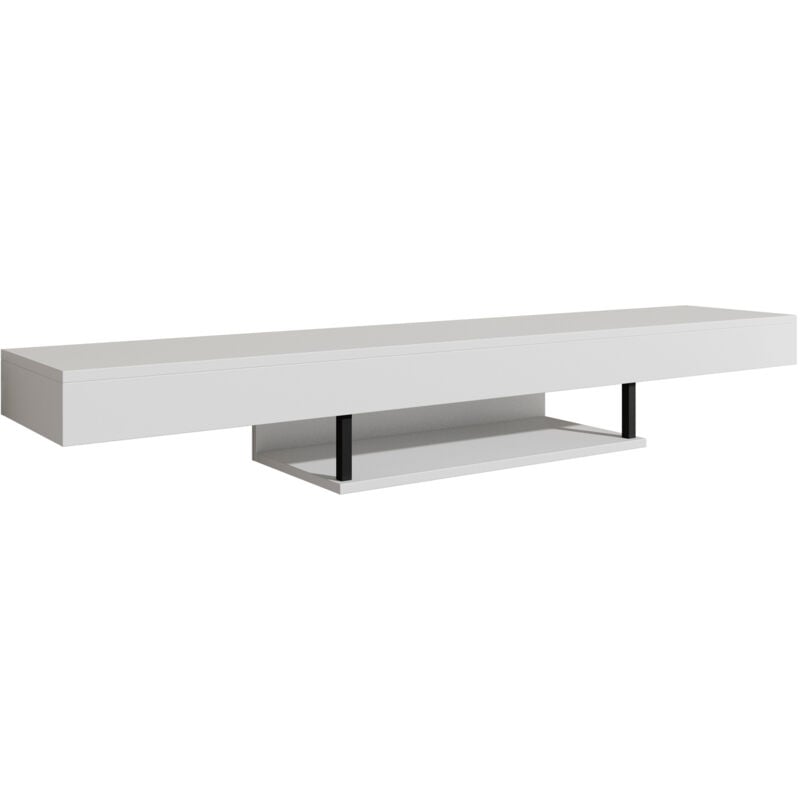 foto del prodotto muebles bonitos mobile tv sospeso mobile da soggiorno porta tv salotto stilo moderno bianco finitura opaca 150x22x29,6cm modello aydin