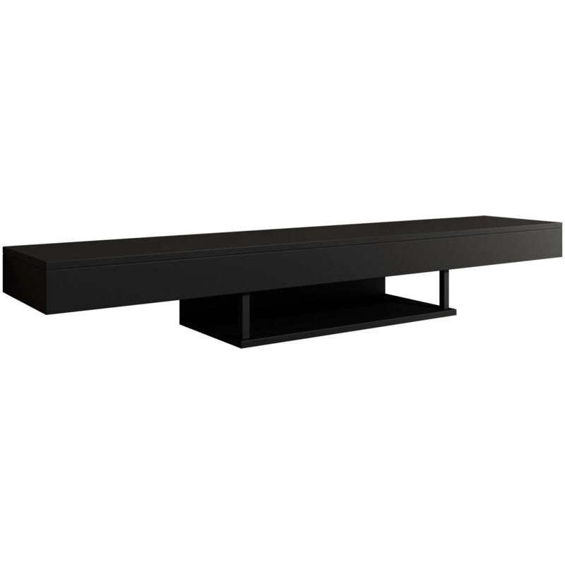 foto del prodotto muebles bonitos mobile tv sospeso mobile da soggiorno porta tv salotto stilo moderno nero finitura opaca 150x22x29,6cm modello aydin