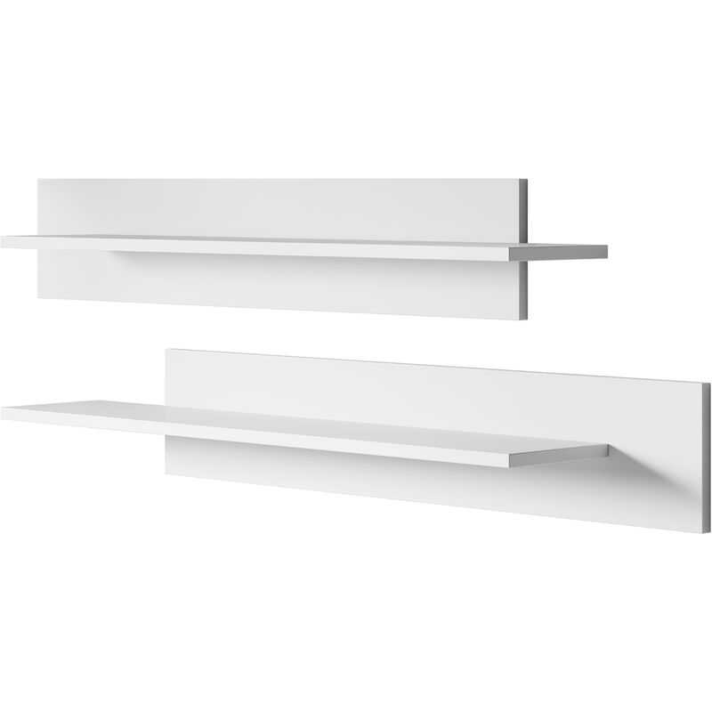 foto del prodotto muebles bonitos set da 2 mensole da muro pensili espositori ripiano sospeso a parete mensole da parete 100x20x20cm modelo estela bianco finitura