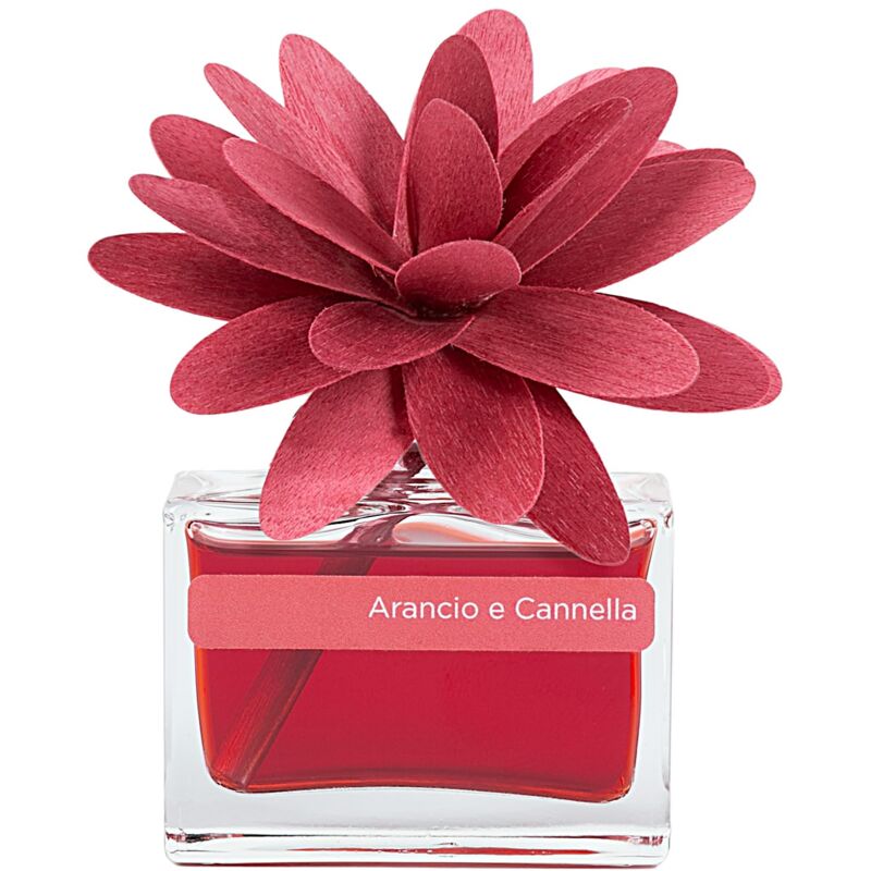 foto del prodotto muha profumatore per ambienti flower diffuser, fragranza arancio e cannella, diffusore ambiente con fiore in legno di betulla, formato da 30 ml