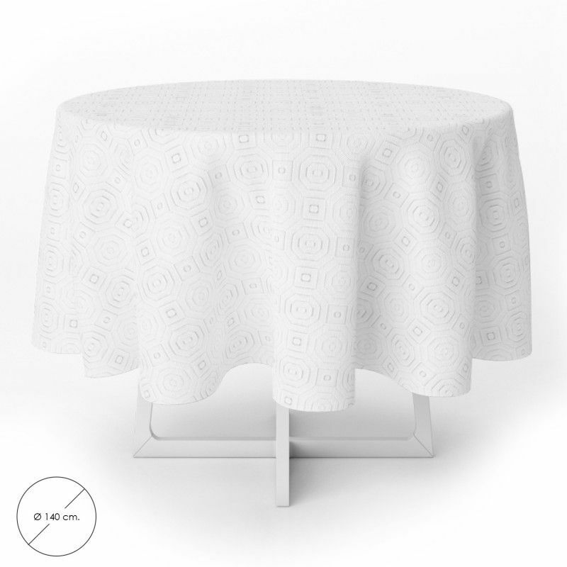 foto del prodotto muleton oilcloth round white tovaglia in pvc impermeabile antimacchia 140 cm. uso interno ed esterno oryx