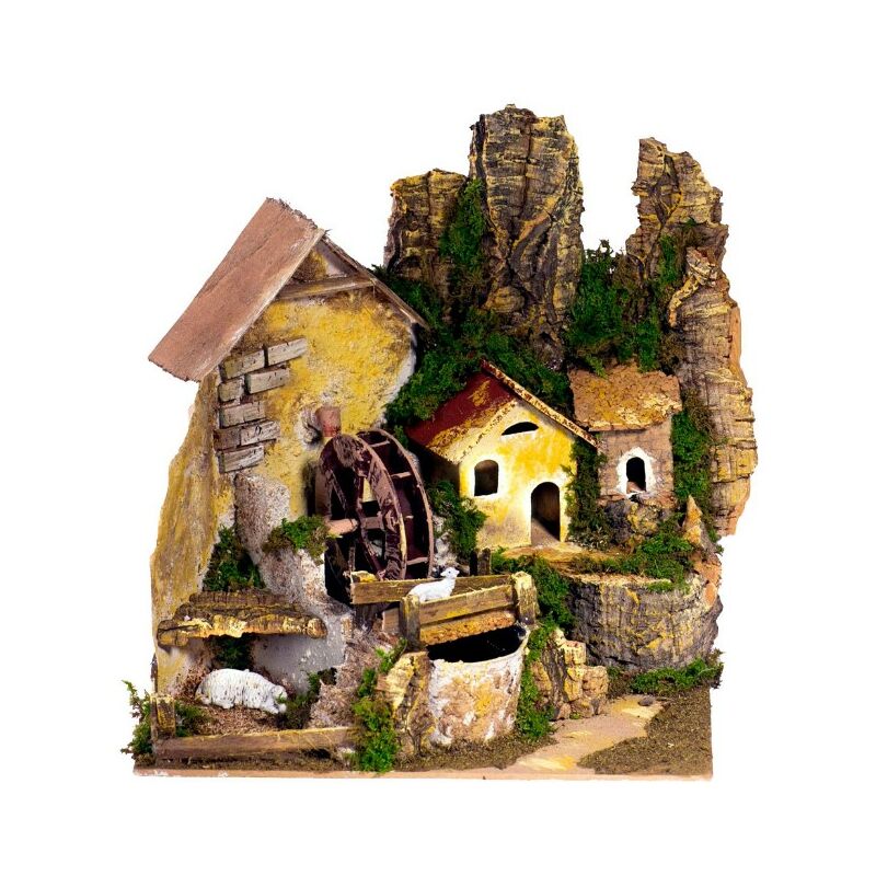 foto del prodotto mulino ad acqua con pompa per presepe 24x21x23 cm