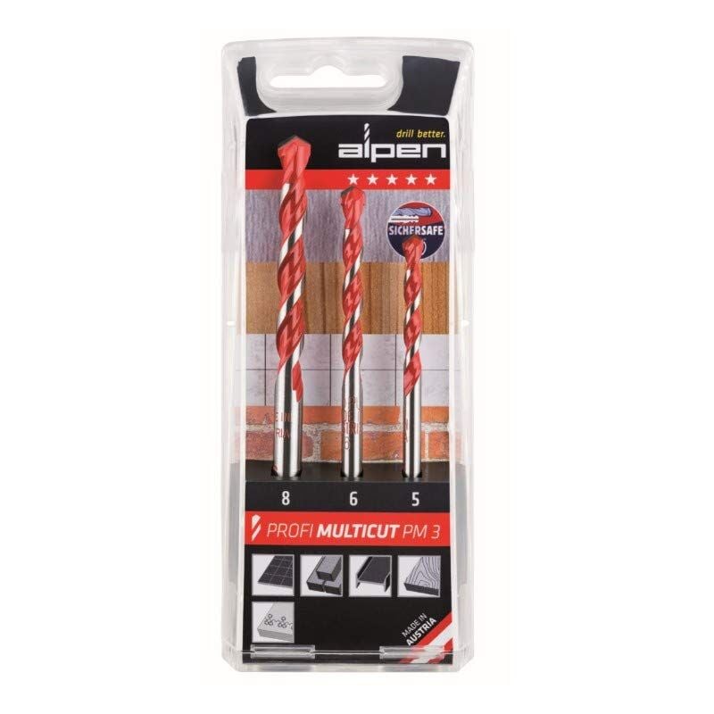 foto del prodotto multicut 100703100 acciaio kit punte multiuso 3 parti 5 mm, 6 mm, 8 mm alberino cilindrico 1 kit alpen