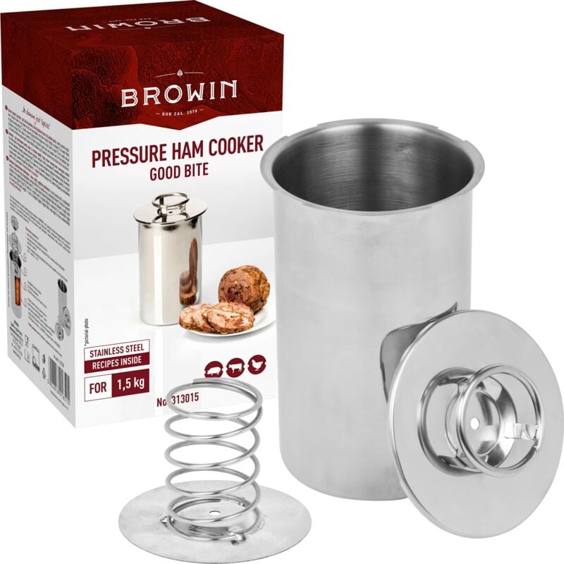 foto del prodotto multidepot browin 313015 bollitore prosciutto, pentola a pressione per prosciutto bollitore 1,5 kg ham maker, acciaio inossidabile