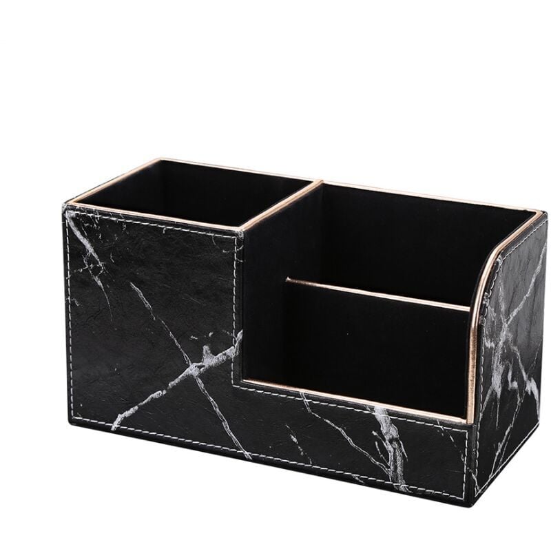 foto del prodotto multifunctional desktop surface leather finish storage box light luxury marble square creative pattern pen holder