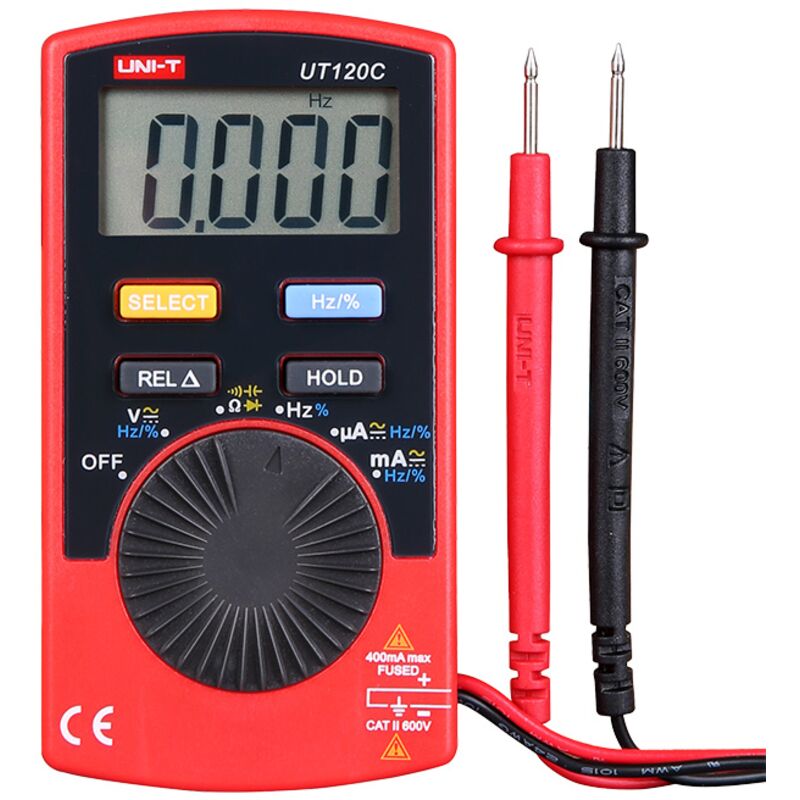 foto del prodotto multimetro digitale autorange uni t ut 120b funzioni tensione dc, tensione ac, resistenza, capacit , frequenza, duty cycle, prova diodi, test di