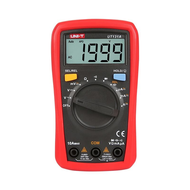 foto del prodotto multimetro digitale autorange uni-t ut-131d cat ii 250v - funzioni tensione dc, tensione ac, corrente dc, resistenza, non contact voltage, prova