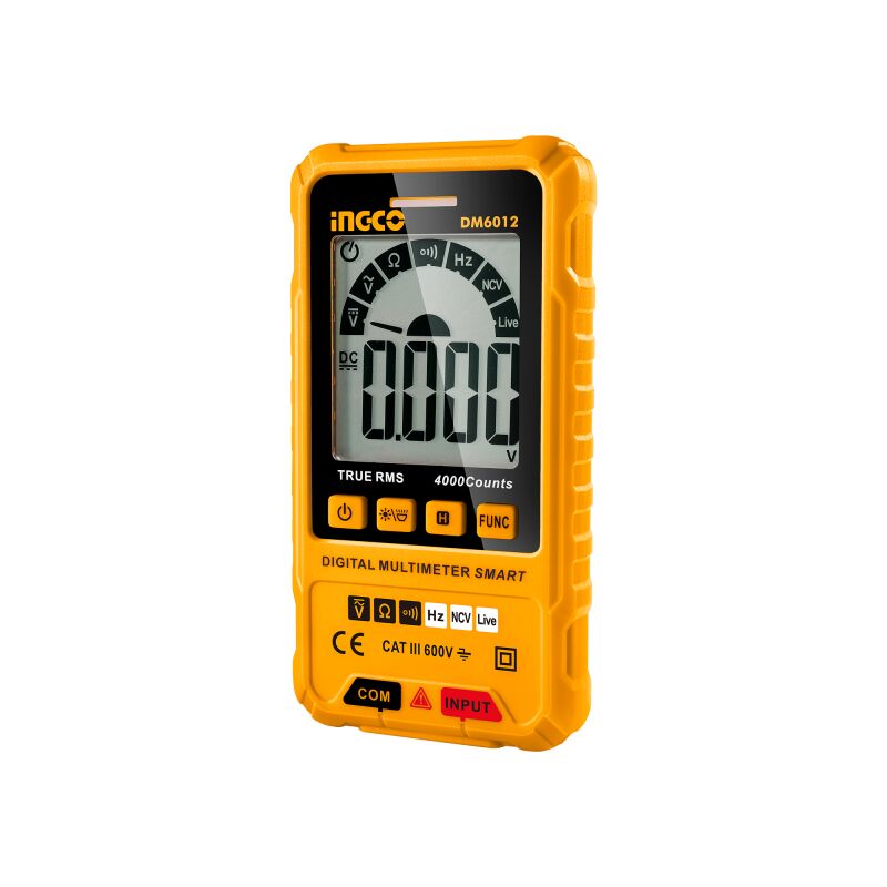 foto del prodotto multimetro digitale tester con cavi e puntali inclusi cat. iii 600v ingco dm6012