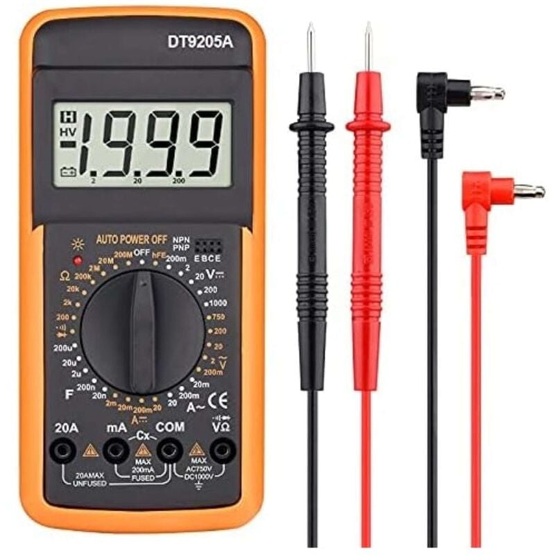 foto del prodotto multimetro digitale tester con display a led professionale dt9205a 