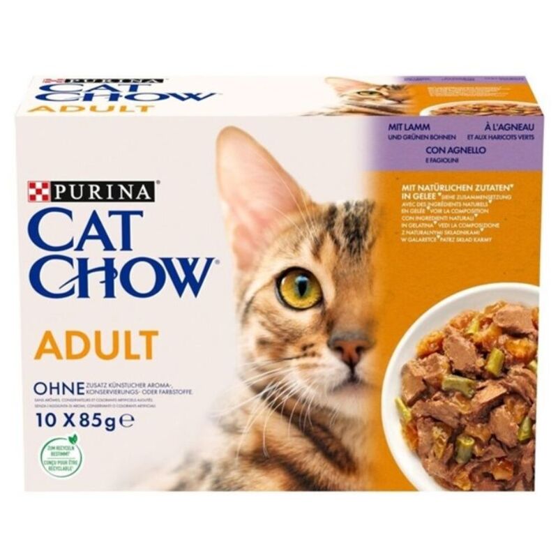 foto del prodotto multipack busta 10 x 85gr agnello e fagiolini cat chow