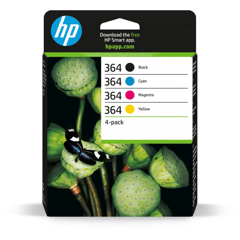 foto del prodotto multipack confezione da quattro cartucce originali 364 nero, ciano, magenta, giallo