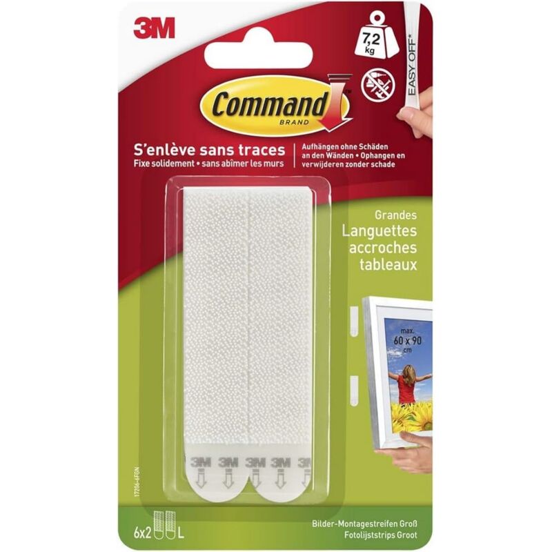 foto del prodotto multipack di 6 linguette appendi quadri modello grande command 17206 6