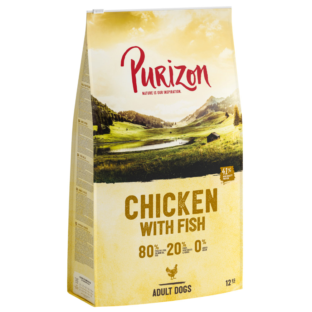 foto del prodotto multipack risparmio! 2 x 12 kg purizon crocchette senza cereali per cani - adult pollo con pesce