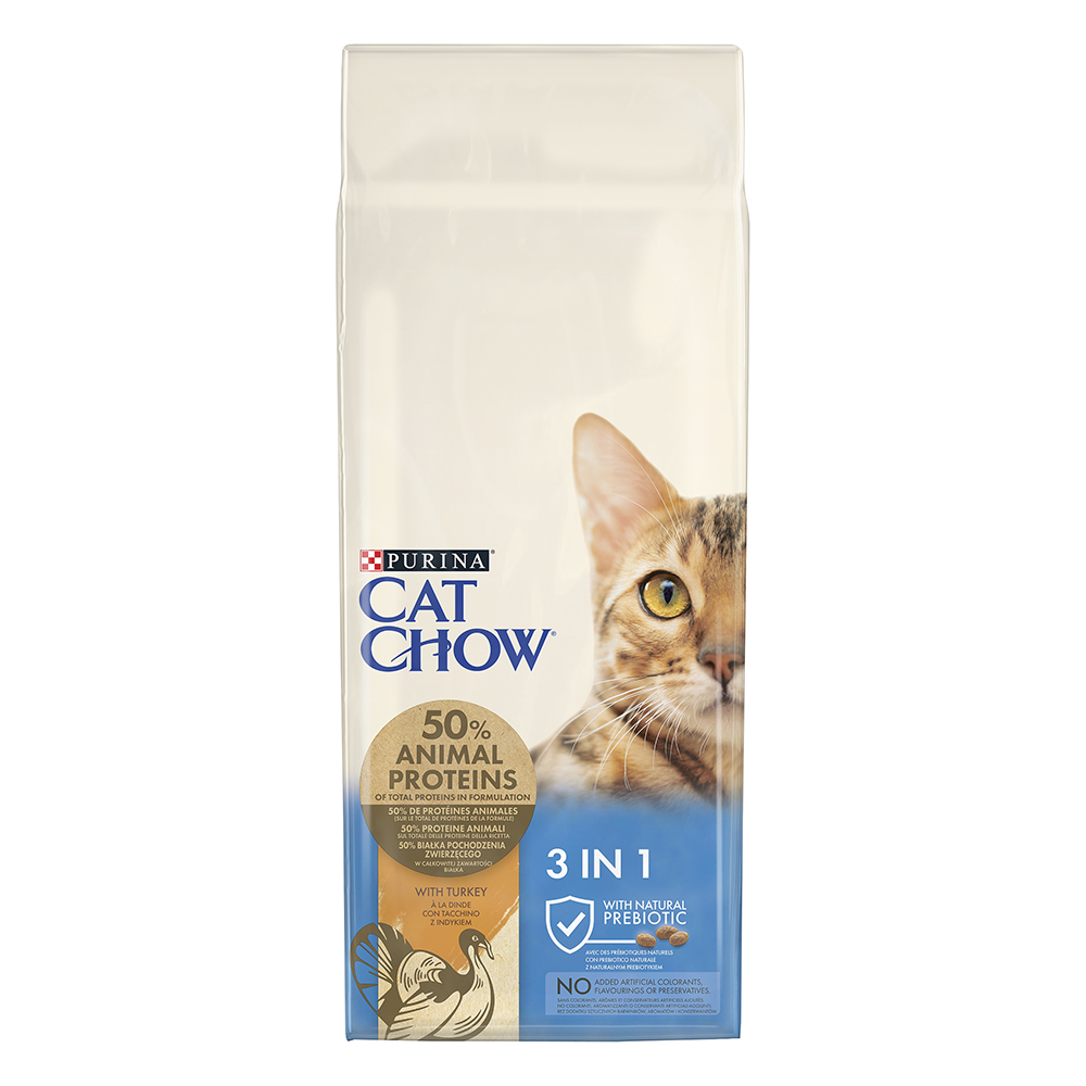 foto del prodotto multipack risparmio 2 x 15 kg purina cat chow crocchette per gatto - 3in1 ricco in tacchino