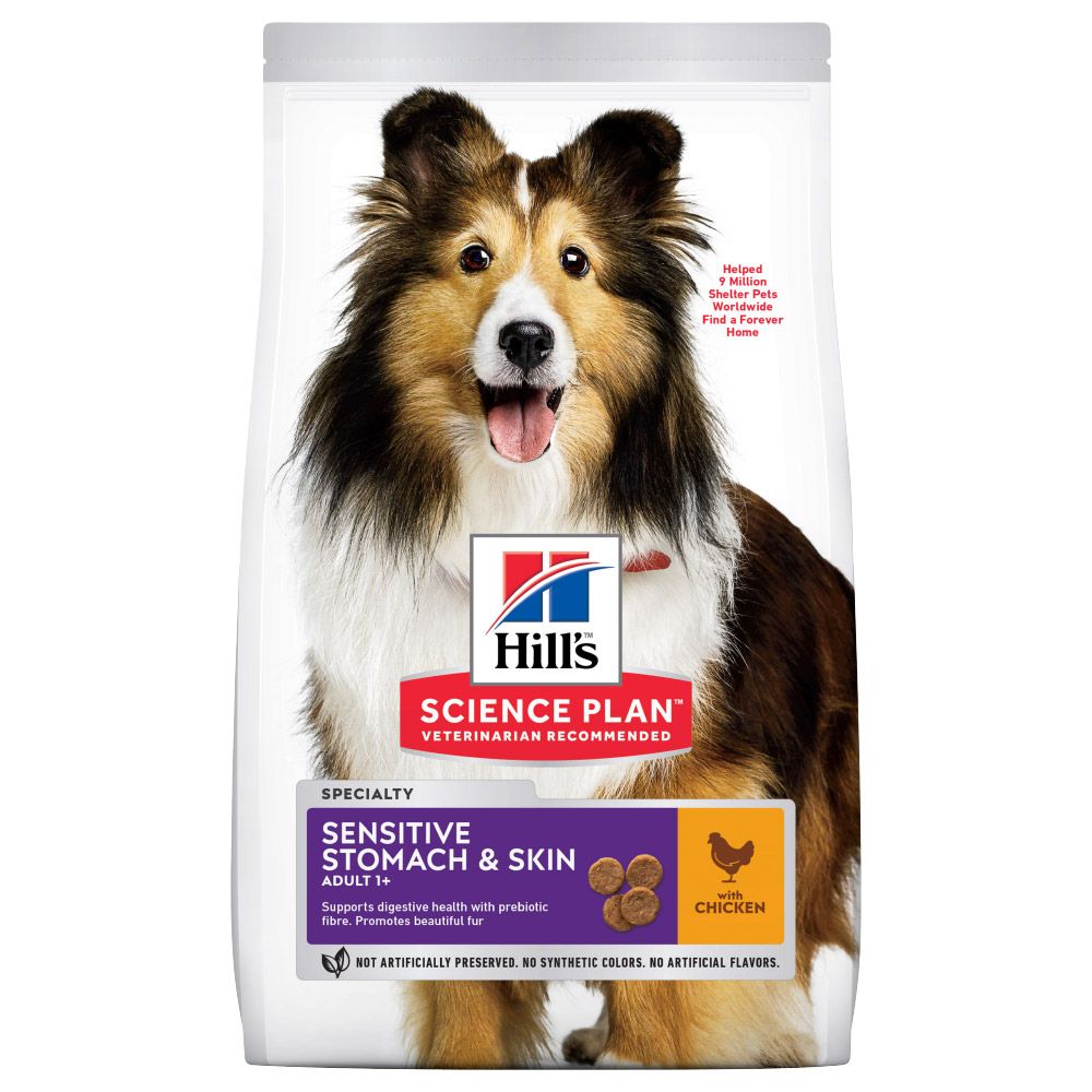 foto del prodotto multipack risparmio 2 x hill s science plan crocchette per cani 2 x 14 kg adult 1 sensitive stomach skin medium con pollo