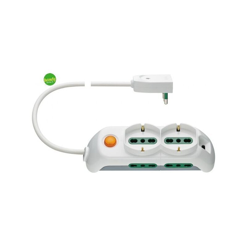 foto del prodotto multipresa 2 schuko 4 bipasso 1,5mt interruttore colore bianco fp00521.c.b vimar