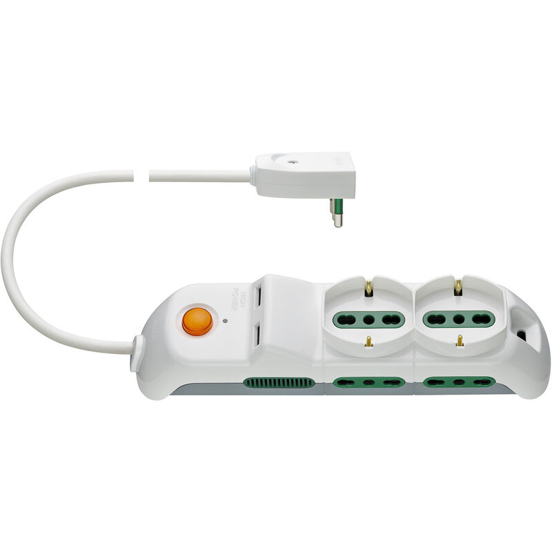 foto del prodotto multipresa 2 schuko 4bipasso 2usb cavo interruttore fp00526.c.b vimar