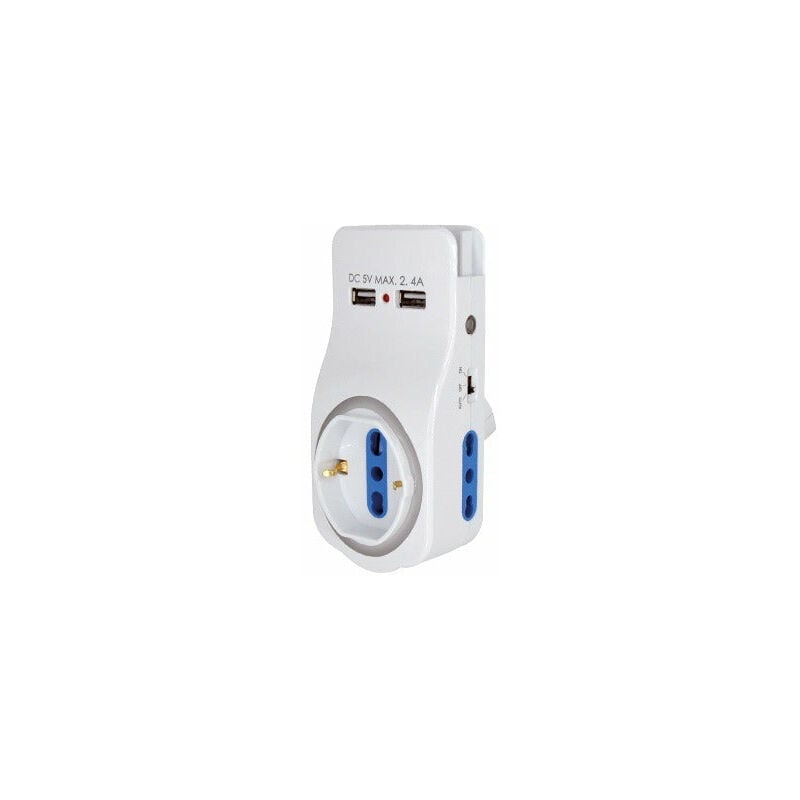 foto del prodotto multipresa 3 posti 2 usb e supporto per smartphone