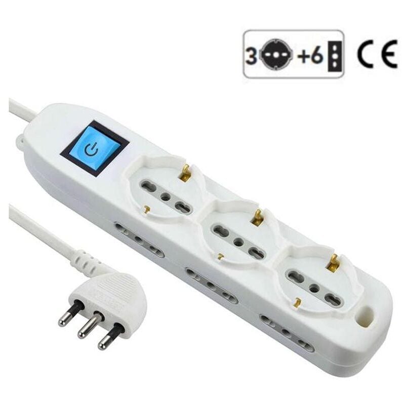 foto del prodotto multipresa 3p schuko 6p biv con interruttore 16 a electraline