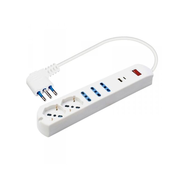foto del prodotto multipresa 5 in 1, usb a c 3 prese per schuko bipasso eu 1.5m