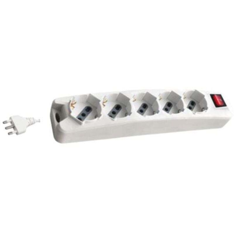 foto del prodotto multipresa 5 posti colore bianco con interruttore luminoso - sku 8712 - v-tac