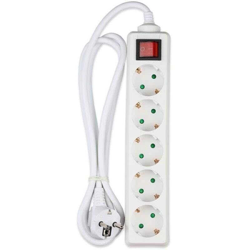 foto del prodotto multipresa 5 prese 10a 2p schuko interruttore luminoso 1.5m - v-tac