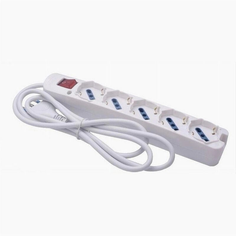 immagine 0 del prodotto multipresa 5 uscite universali spina 16a cavo 1.5 mt interruttore bianco 80180n trade shop traesio