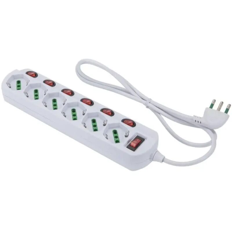 foto del prodotto multipresa 6 posti fanton 2p t 16a cavo da 1.2m bianco 47438