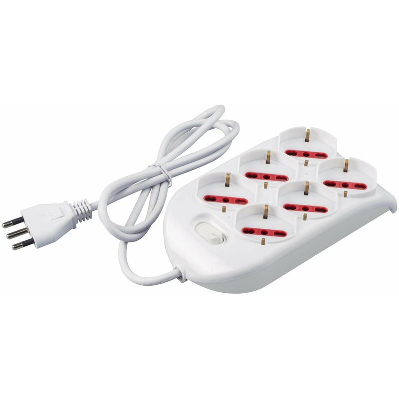foto del prodotto multipresa 6p bipasso schuko interruttore rs94124
