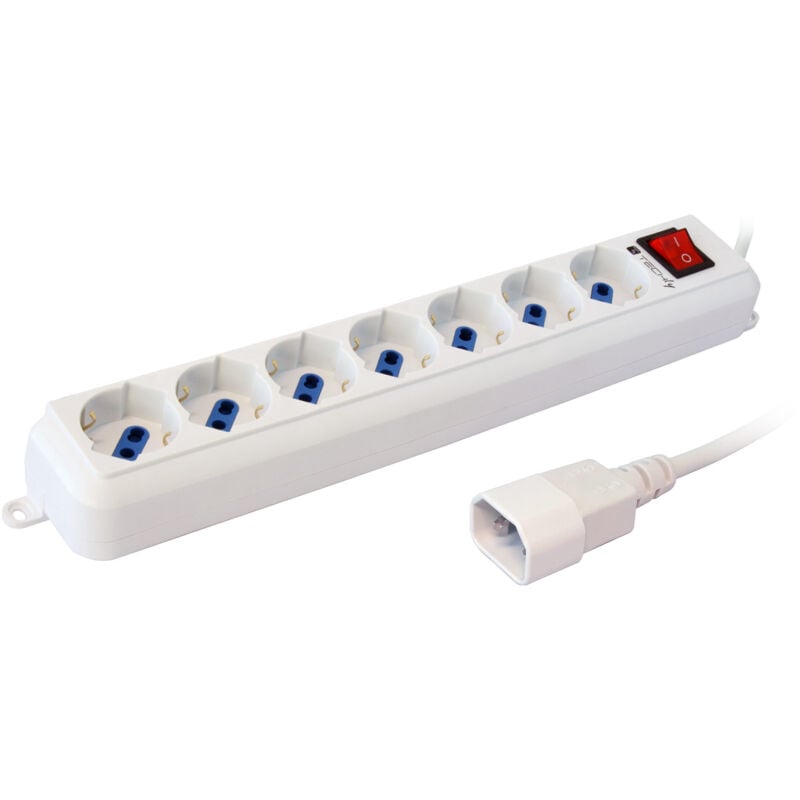 foto del prodotto multipresa 7 posti italiana bipasso con spina vde bianca - techly