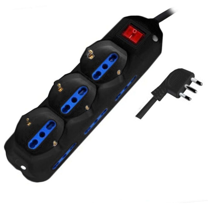 foto del prodotto multipresa 9 posti bipasso bipasso schuko spina16a interr. pem2513 bk nera