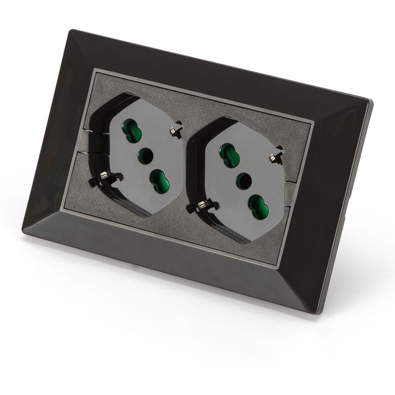 foto del prodotto multipresa ad incasso fanton opera con 2 prese universali 3 mod. grigia 42101