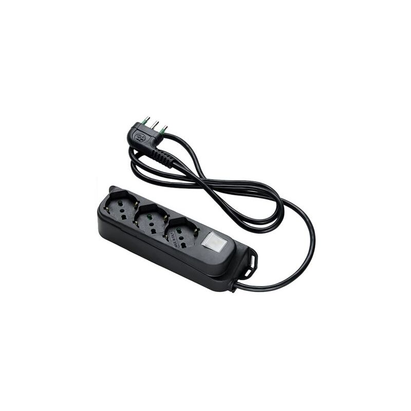 foto del prodotto multipresa bipasso schuko int.lum retail fme nero posti 3 2p t 16a n xmmq 3x1,0 mt 1,5