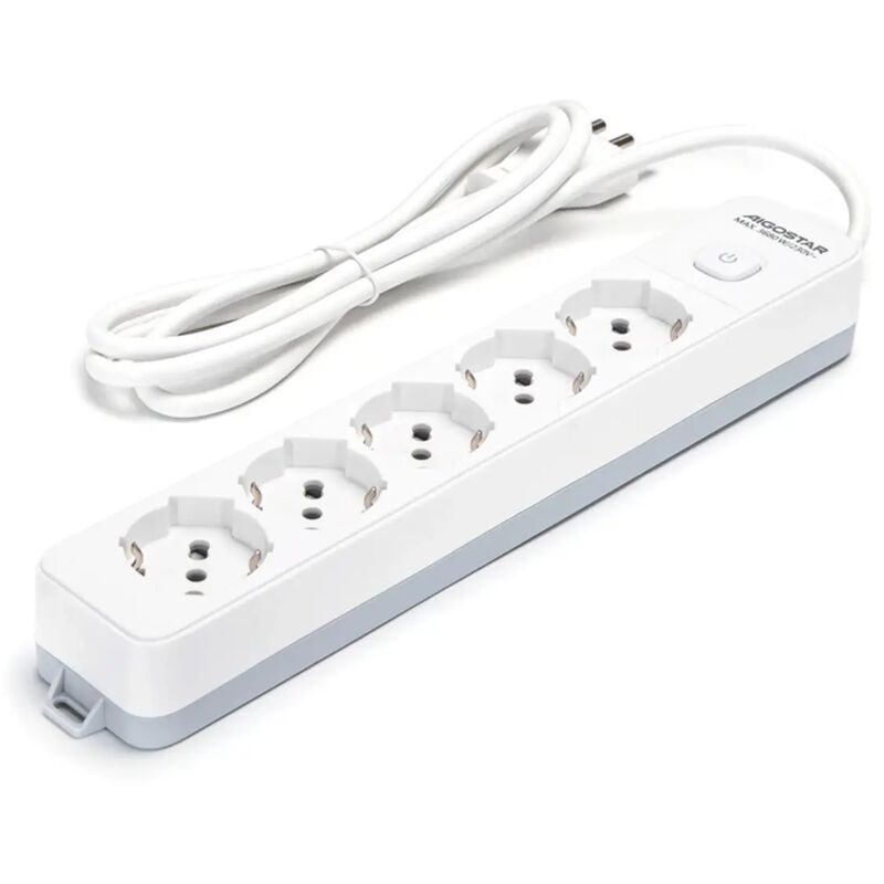 foto del prodotto multipresa ciabatta elettrica bipasso schuko con interruttore 5 prese bipasso 10 16a schuko
