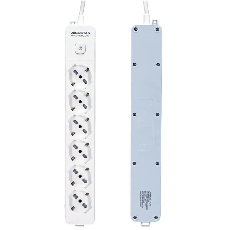 foto del prodotto multipresa ciabatta elettrica bipasso schuko con interruttore 6 prese bipasso 10 16a schuko